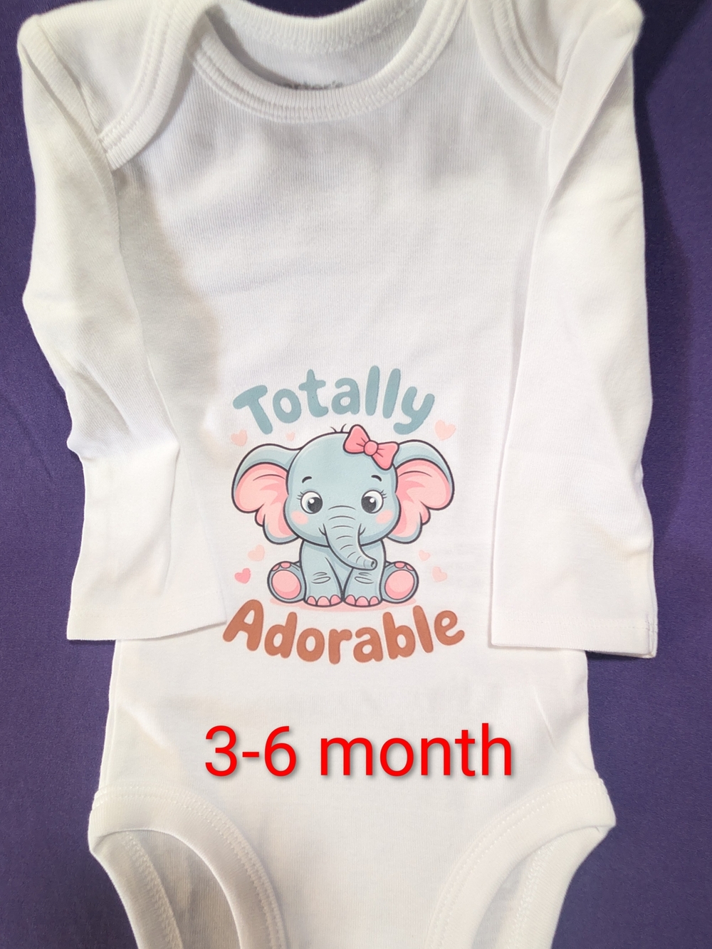 Carter's White Long-Sleeve Onesie with Blue & Pink Elephant Print